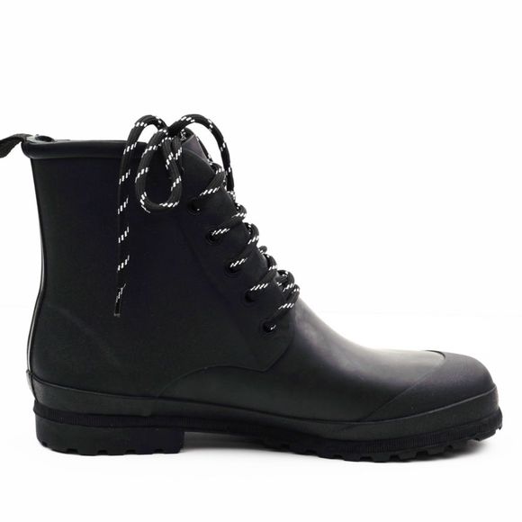New MADEWELL Size 6 The Lace-Up Lugsole Rain Boot in Black - Picture 3 of 6